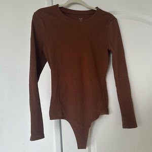 Nuuds chocolate ribbed Long sleeve bodysuit